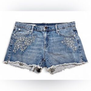 Gap Women’s Embellished Denim Girlfriend Cutoff Shorts - Blue
